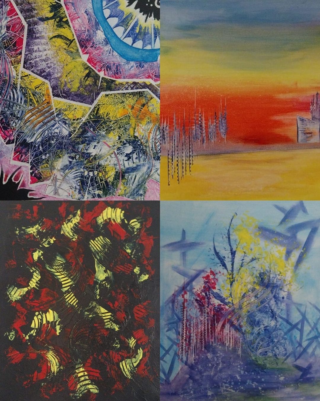 Kollage aus abstrakten Kunstwerken von Franke Arts