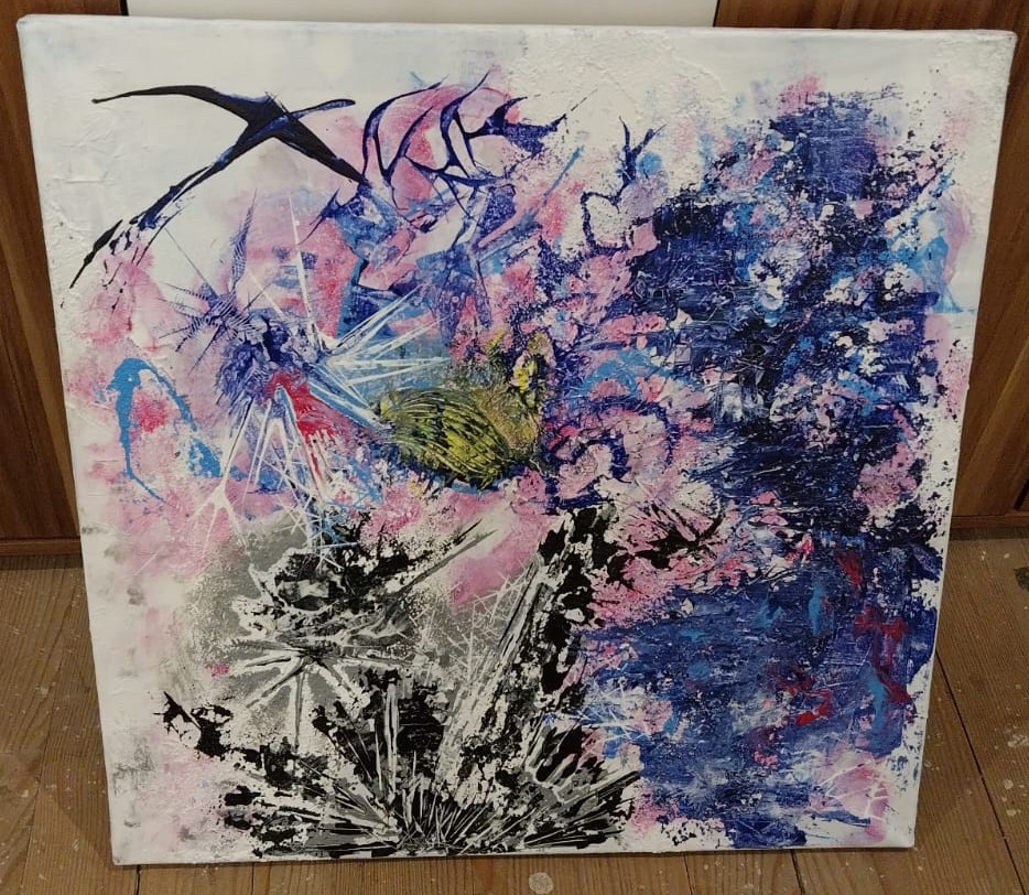 Detailaufnahme eines Acrylic Pouring Kunstwerks von Marina Franke